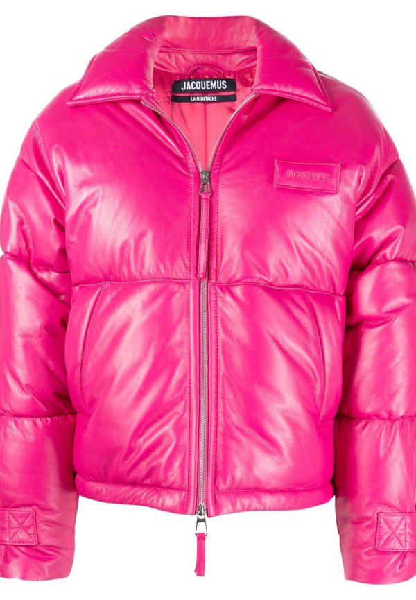 Jacquemus La Doudoune puffkappa i läder - Rosa