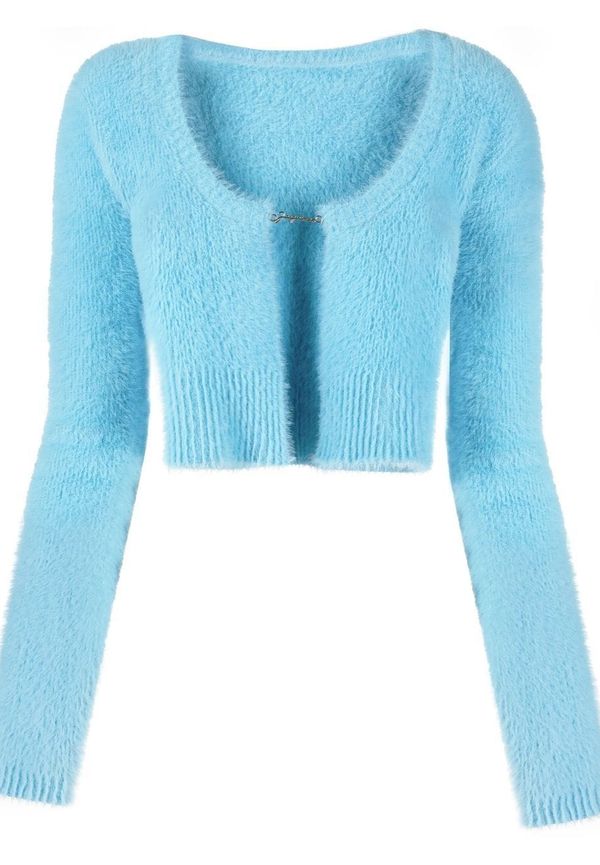 Jacquemus La Maille kort kofta med logotypberlock - Blå