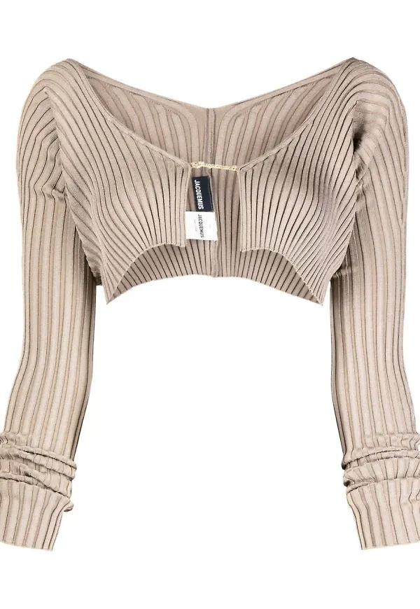 Jacquemus La Maille kort kofta med logotypberlock - Brun