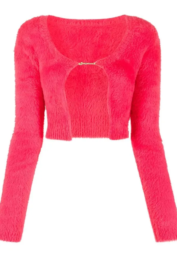 Jacquemus La Maille kort kofta med logotypberlock - Rosa