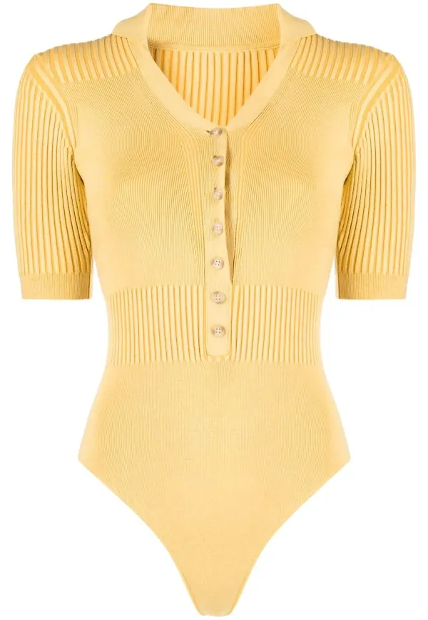 Jacquemus Le Body Yauco ribbstickad body - Gul