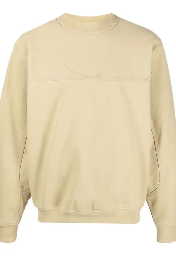 Jacquemus logo-embroidered cotton jumper - Neutral