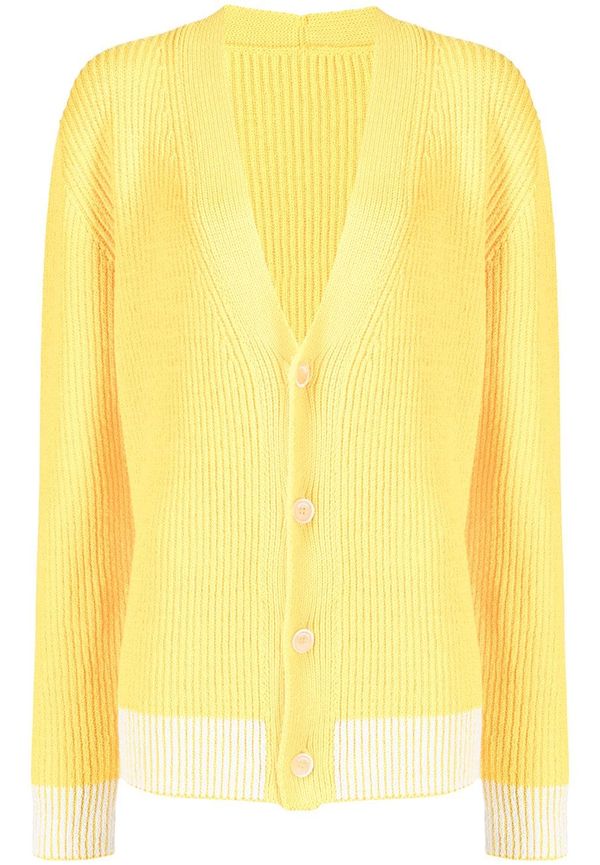 Jacquemus lång ribbstickad kofta - Gul