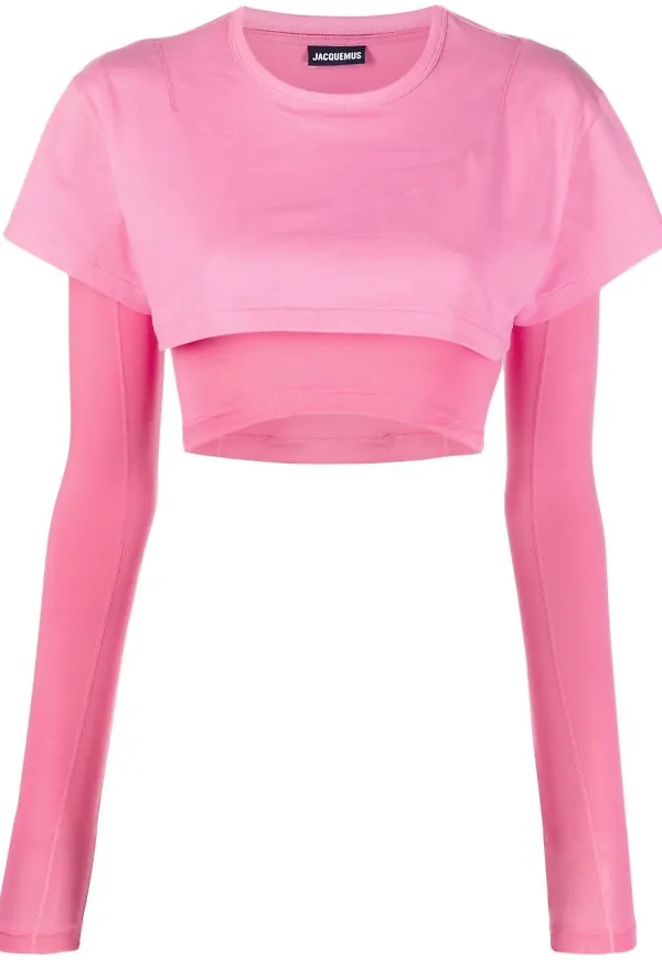 Jacquemus långärmad croptop - Rosa
