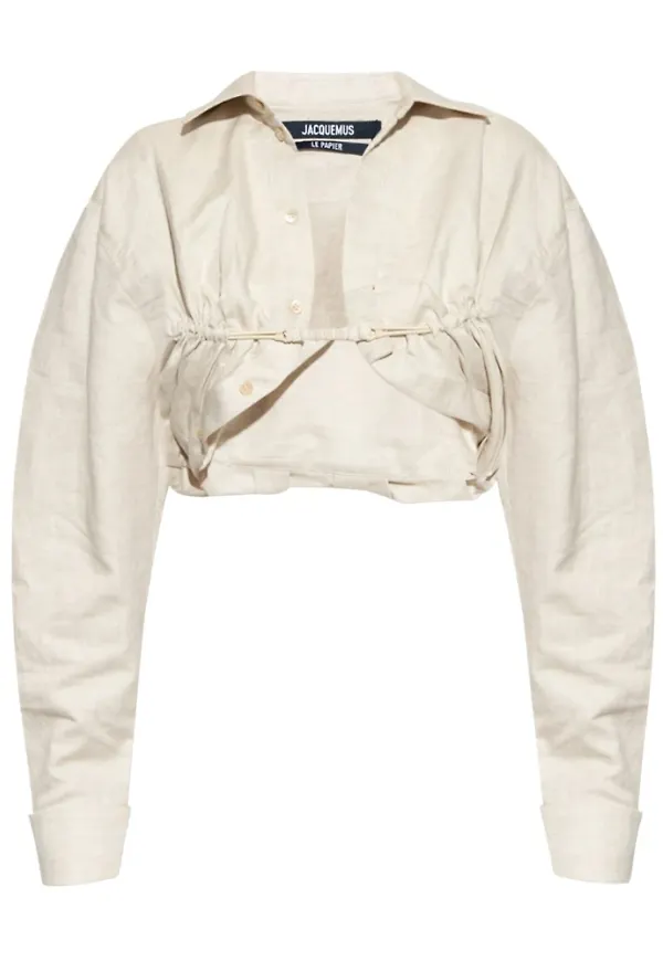 Jacquemus Machou crop shirt Beige, Dam