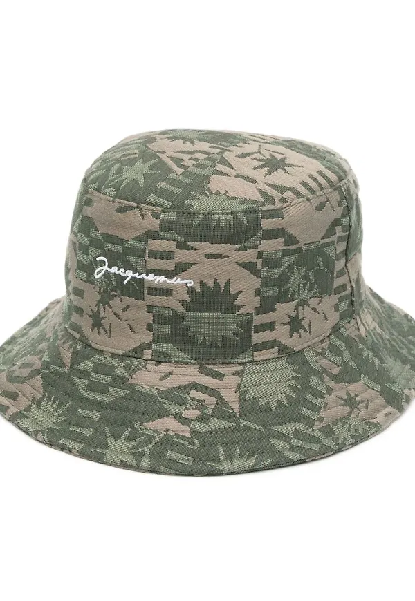 Jacquemus mönstrad fiskehatt i jacquard - Grön