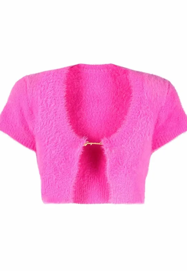 Jacquemus Neve croppad stickad topp - Rosa