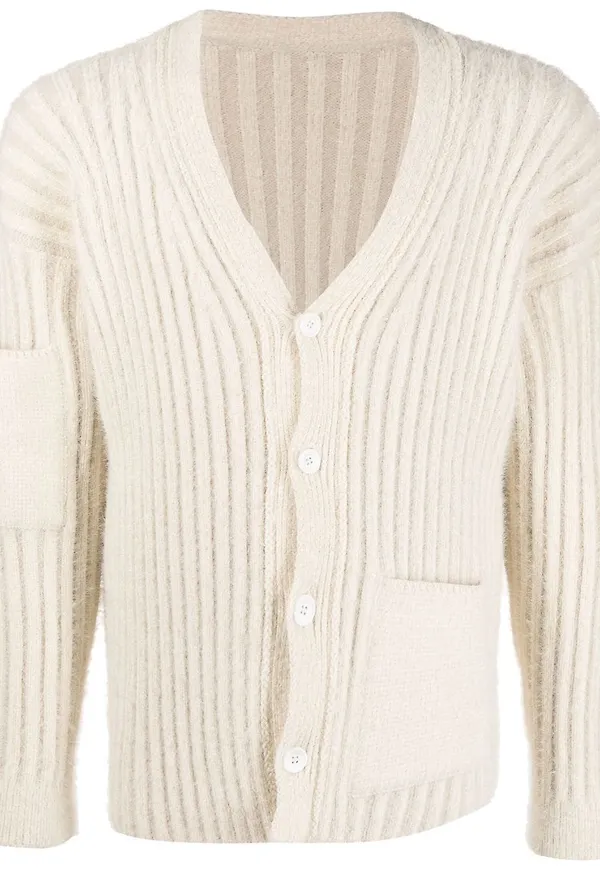 Jacquemus Neve ribbstickad kofta - Vit