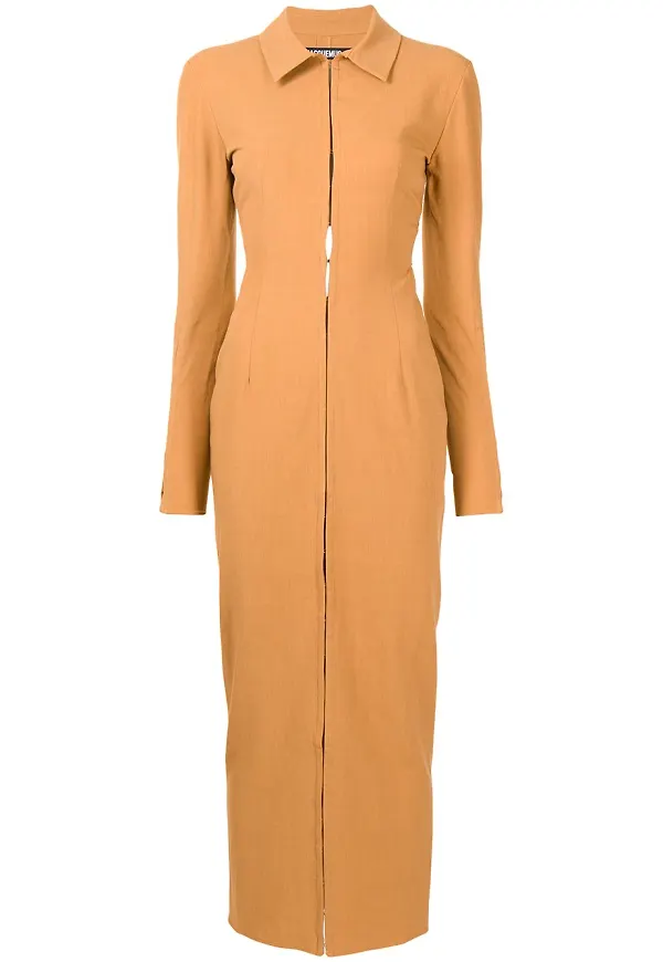 Jacquemus Obiou rak klänning - Brun