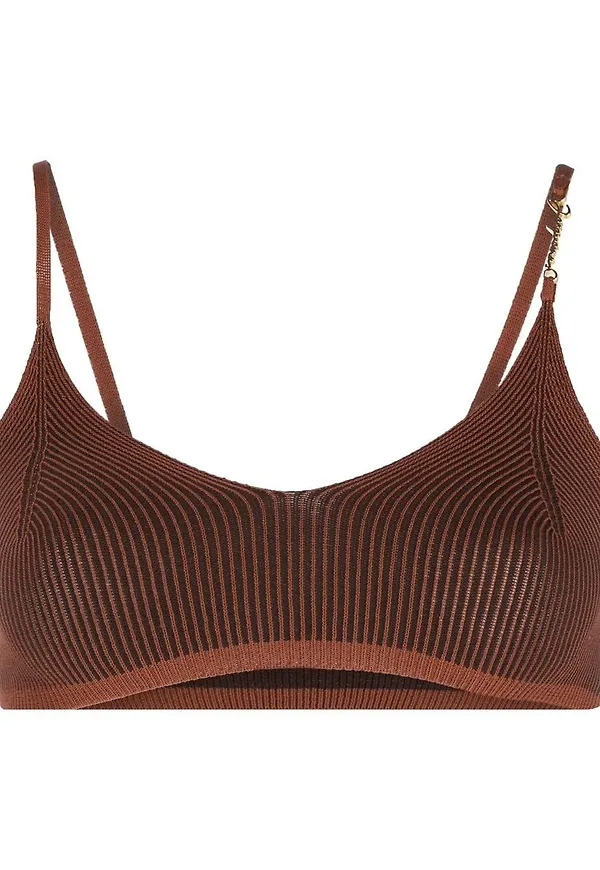 Jacquemus Pralu croptop med logotyp - Brun