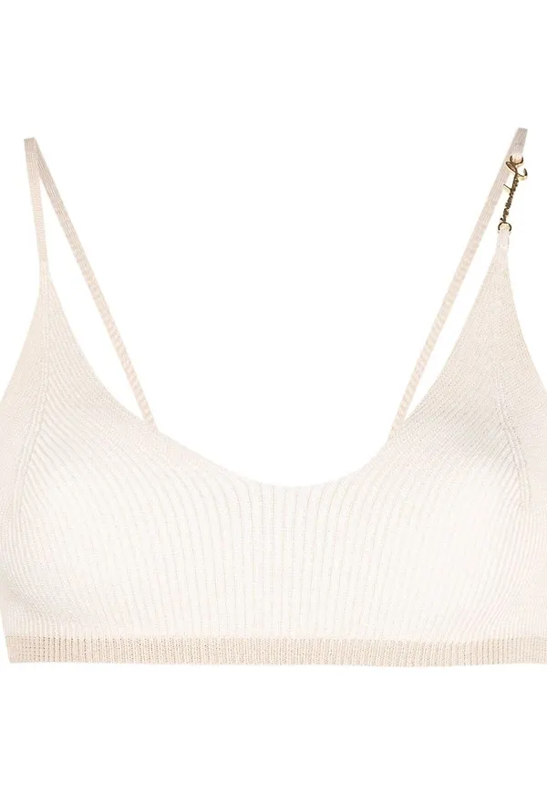 Jacquemus Pralu croptop med logotypplakett - Neutral