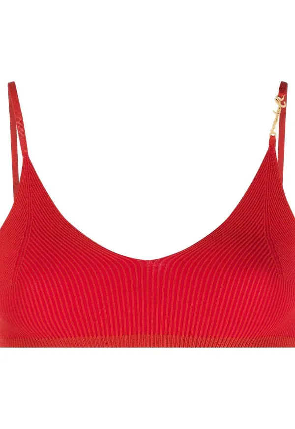 Jacquemus Pralu logo-plaque cropped top - Röd