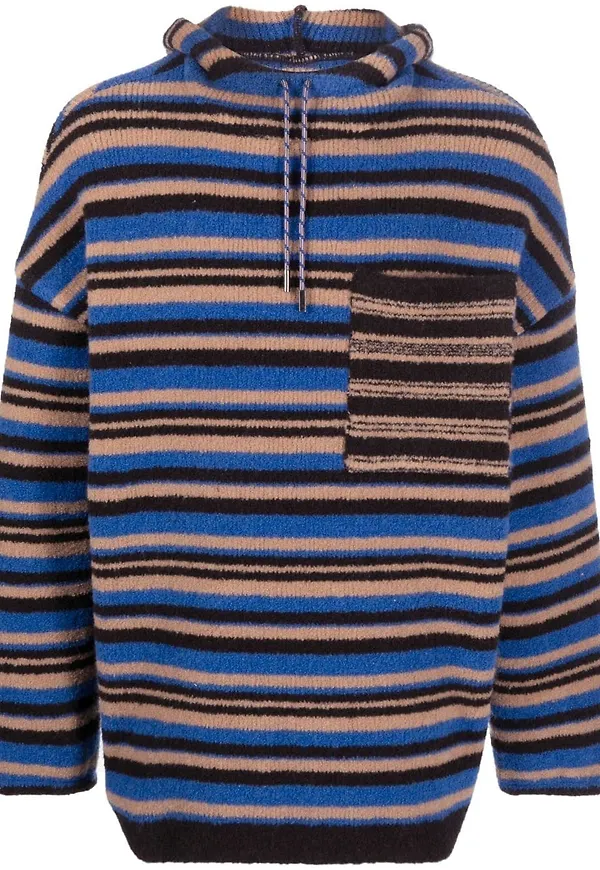 Jacquemus randig stickad hoodie - Blå