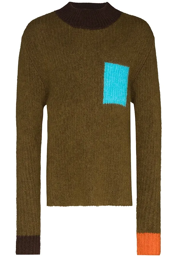Jacquemus ribbad tröja med färgblock - Brun