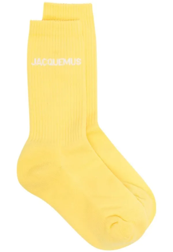 Jacquemus ribbade strumpor med logotyp - Gul