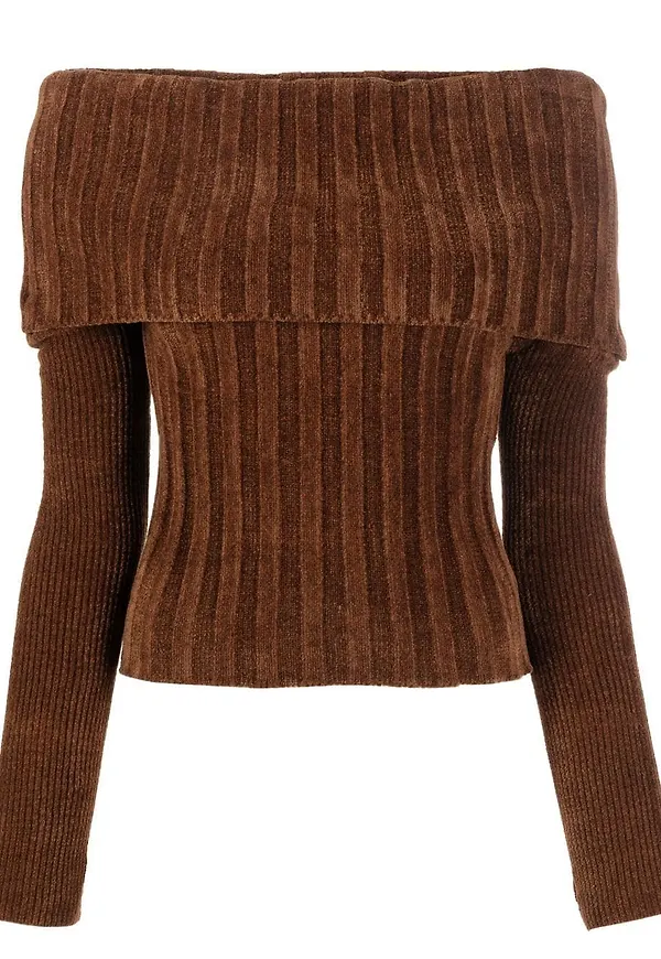 Jacquemus ribbstickad baraxlad tröja - Brun