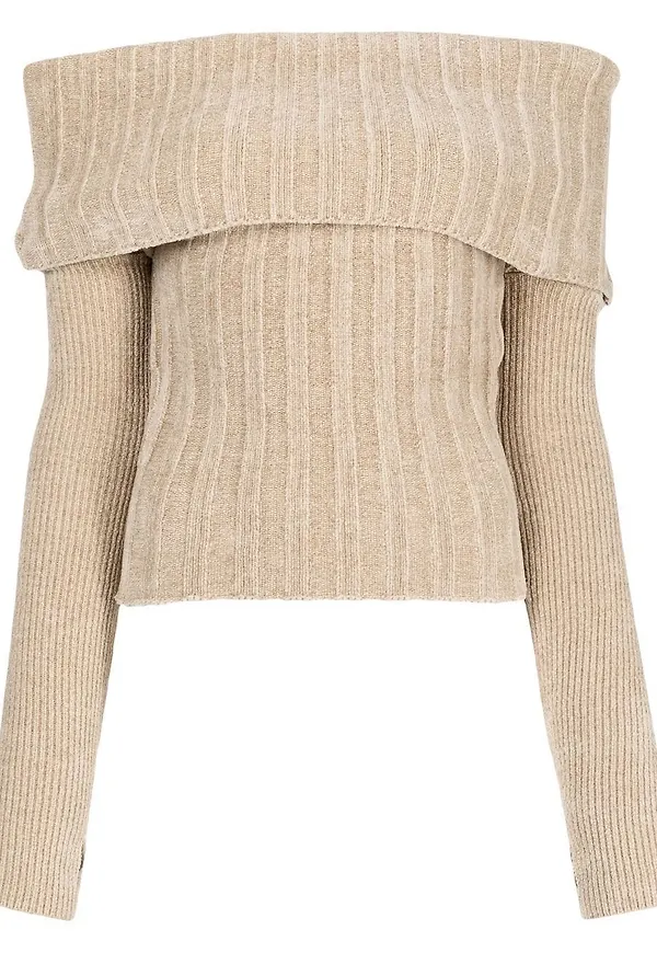 Jacquemus ribbstickad baraxlad tröja - Brun