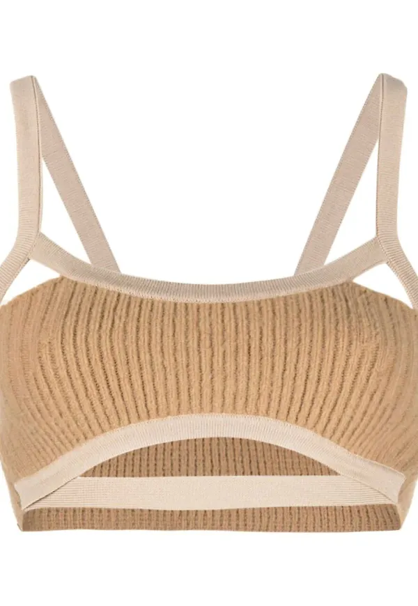 Jacquemus ribbstickad BH-topp - Brun