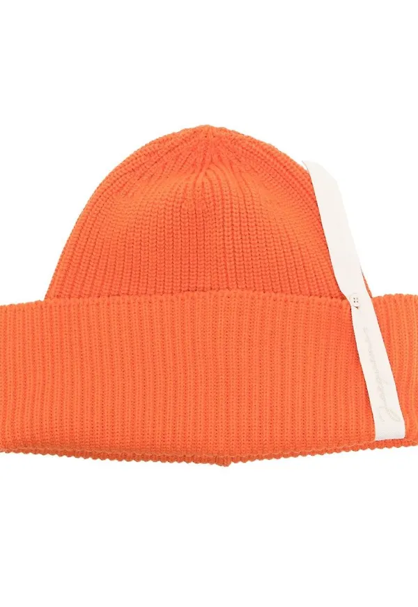 Jacquemus ribbstickad mössa - Orange