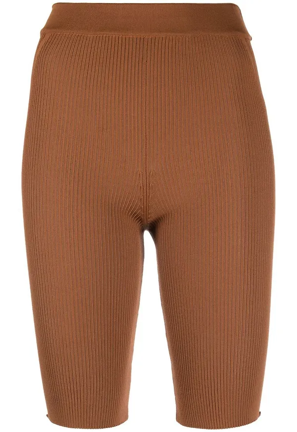 Jacquemus ribbstickade cykelbyxor - Brun