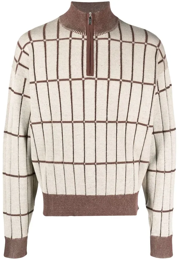Jacquemus rutig stickad tröja - Neutral