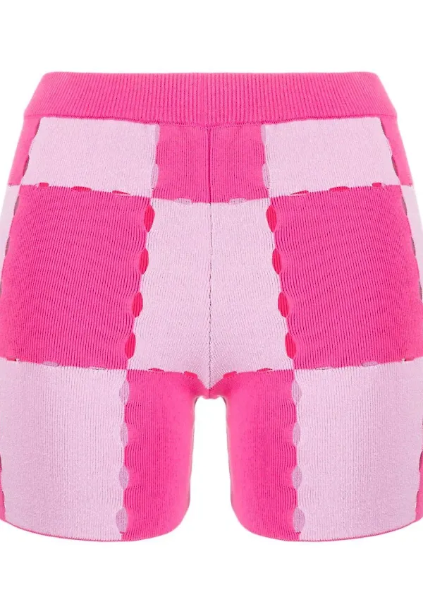Jacquemus rutiga stickade shorts - Rosa