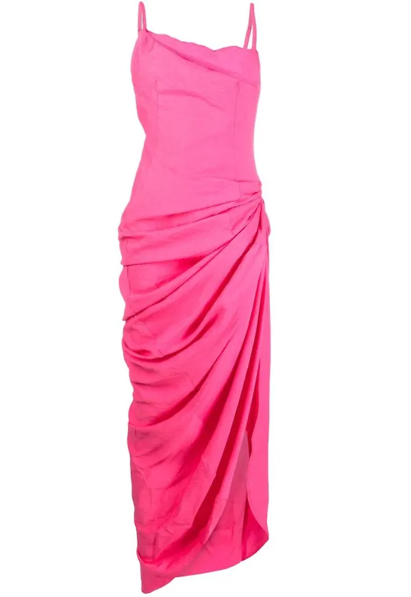 Jacquemus Saudade asymmetric ruched dress - Rosa