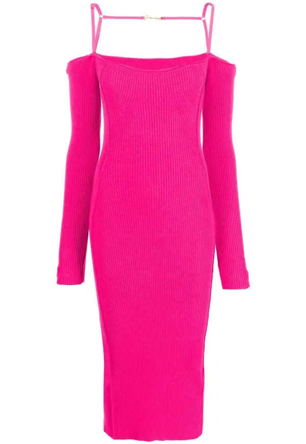 Jacquemus Sierra ribbstickad klänning - Rosa
