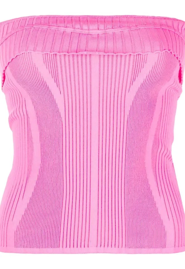 Jacquemus stickad axelbandslös topp - Rosa