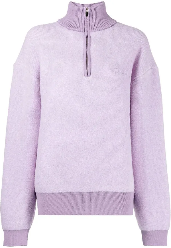 Jacquemus stickad tröja med dragkedja - Lila