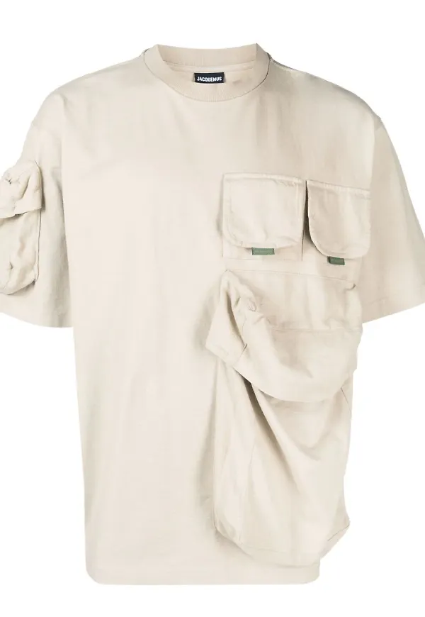 Jacquemus t-shirt med cargoficka - Neutral