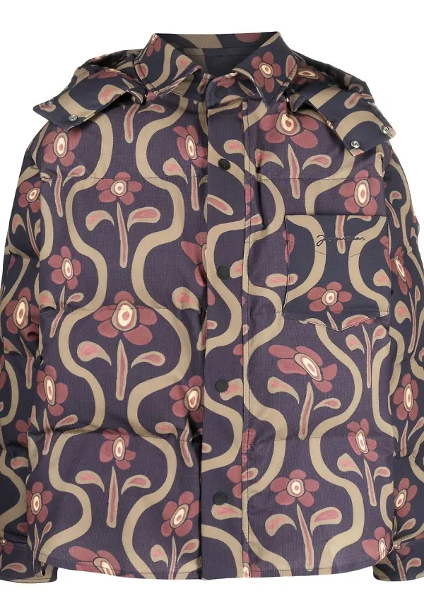 Jacquemus vadderad jacka med grafiskt tryck - Grön
