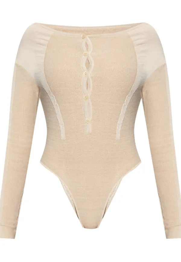 Jacquemus Vovo bodysuit Beige, Dam
