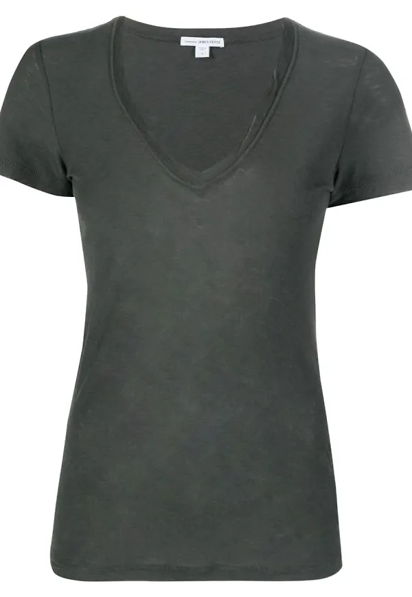 James Perse v-ringad figursydd t-shirt - Grön