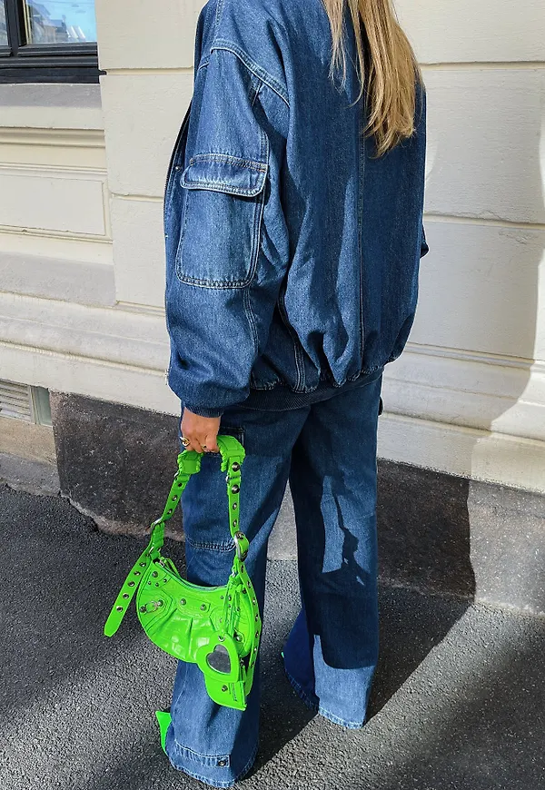 Janka Polliani x NA-KD Oversized bomberjacka i denim - Blue