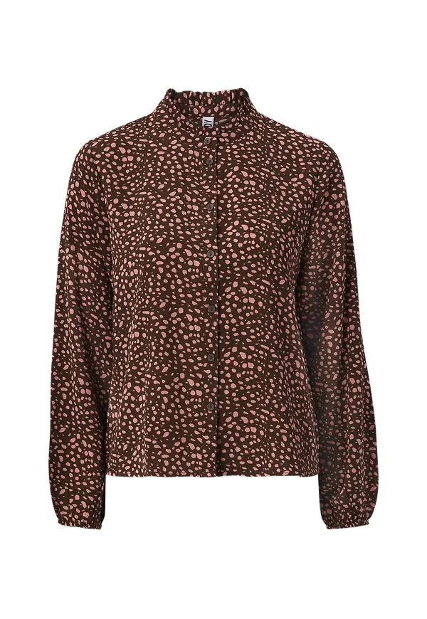 JDY - Blus jdyPiper Life L/S Frill Shirt Wvn - Brun