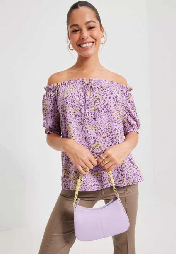 JdY - Blusar - Lavender Frost Limeade & Hyacinth Flower - Jdynolia 2/4 Top Wvn - Blusar & Skjortor