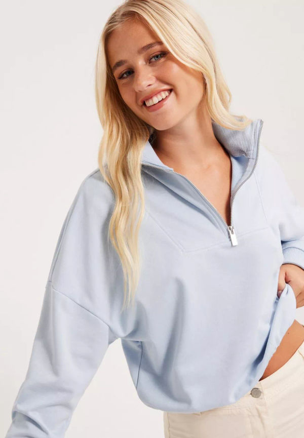 JdY - Cashmere Blue - Jdyivy L/S Zip Highneck Sweat Jrs
