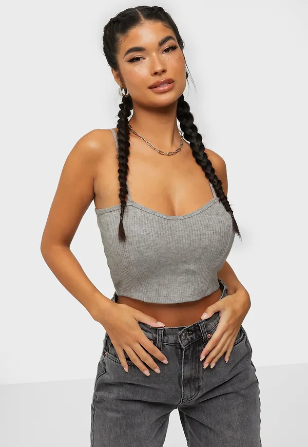 JdY - Crop tops - Light Grey Melange Melange - Jdyeskild S/L Cropped Top Jrs - Toppar