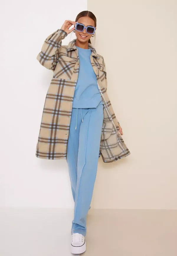 JdY - Jackor - Tourmaline Chicory Coffee - Whisper Whit - Jdyholly Check Long Shacket Otw Hab - Jackor & Kappor - Jackets