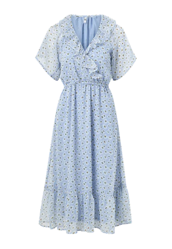 JDY - Klänning jdyMoon S/S Midi Wrap Dress Wvn - Blå