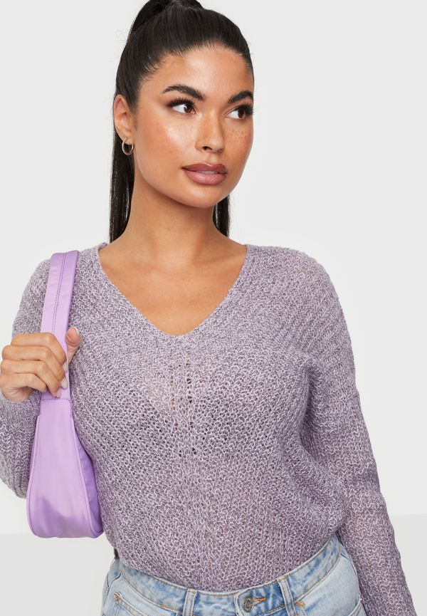 JdY - Stickade tröjor - Pastel Lilac W. Black Ply - Jdynew Megan L/S Pullover Knt Noos - Tröjor - Knitted sweaters
