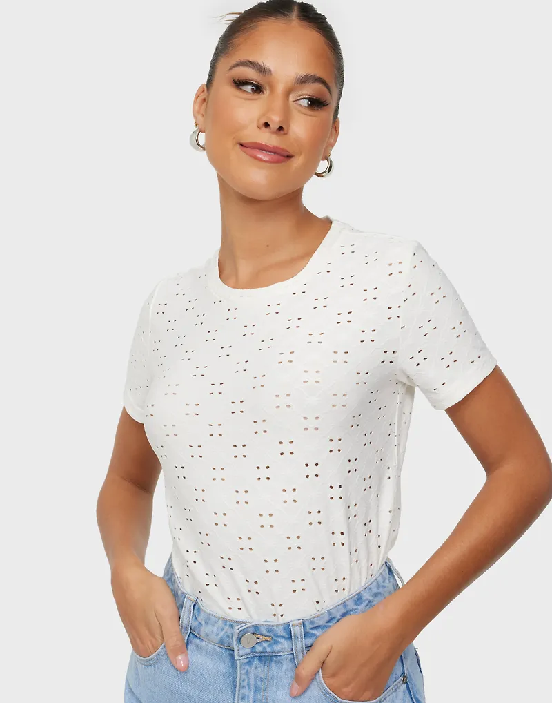JdY - T-shirts - Vit - Jdycathinka S/S Tag Top Jrs Noos - Toppar - T-shirts