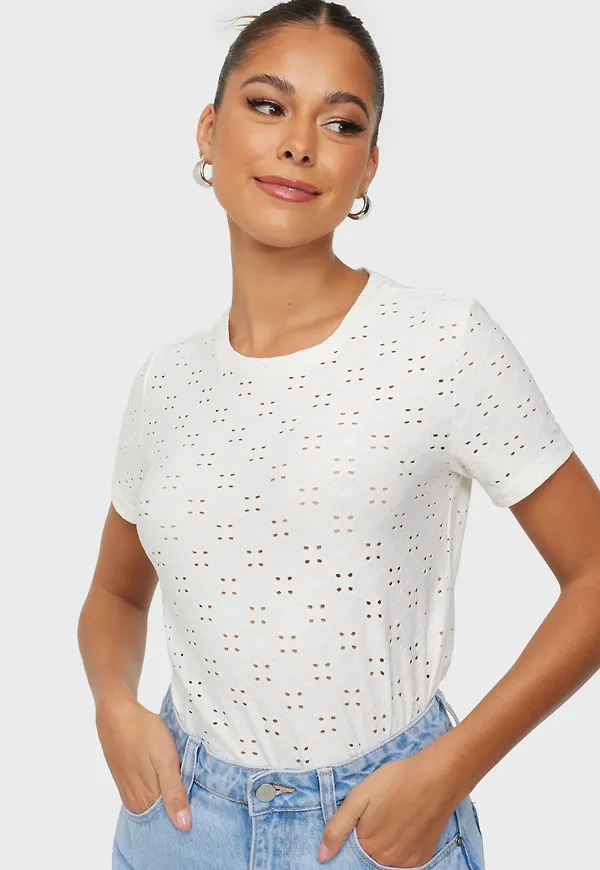 JdY - T-shirts - Vit - Jdycathinka S/S Tag Top Jrs Noos - Toppar - T-shirts