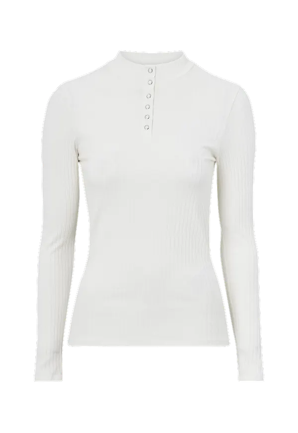 JDY - Topp jdyFransiska L/S Highneck Button Top - Vit