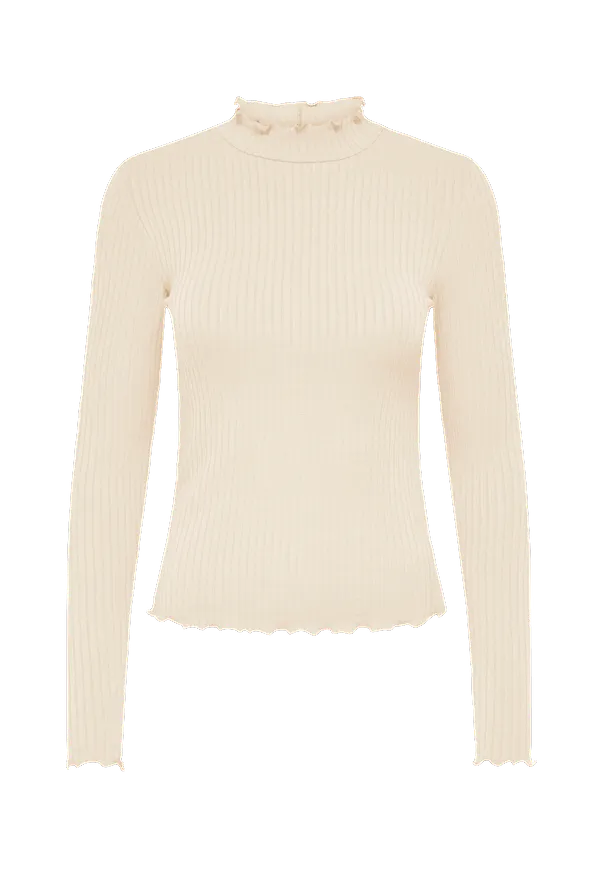 JDY - Topp jdyFransiska L/S Rib Top Jrs - Beige