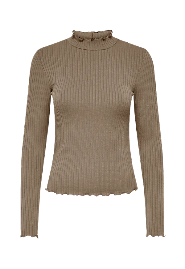 JDY - Topp jdyFransiska L/S Rib Top Jrs - Brun