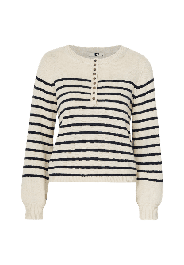 JDY - Tröja jdyPretty Life L/S Buton Pullover - Vit