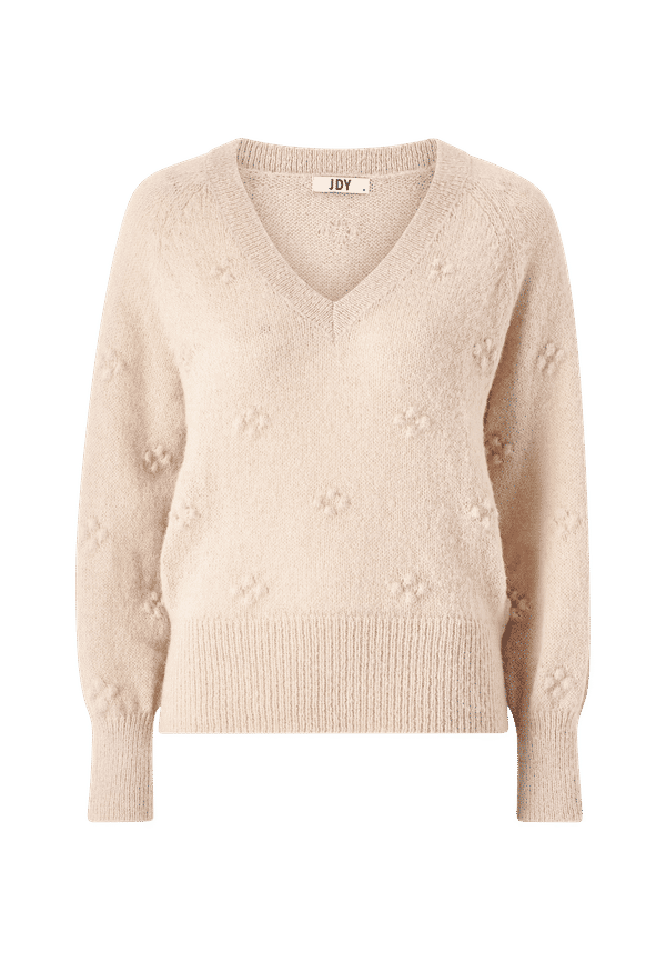 JDY - Tröja jdySigrid Life L/S V-neck Dot Pull Knt - Beige - 34