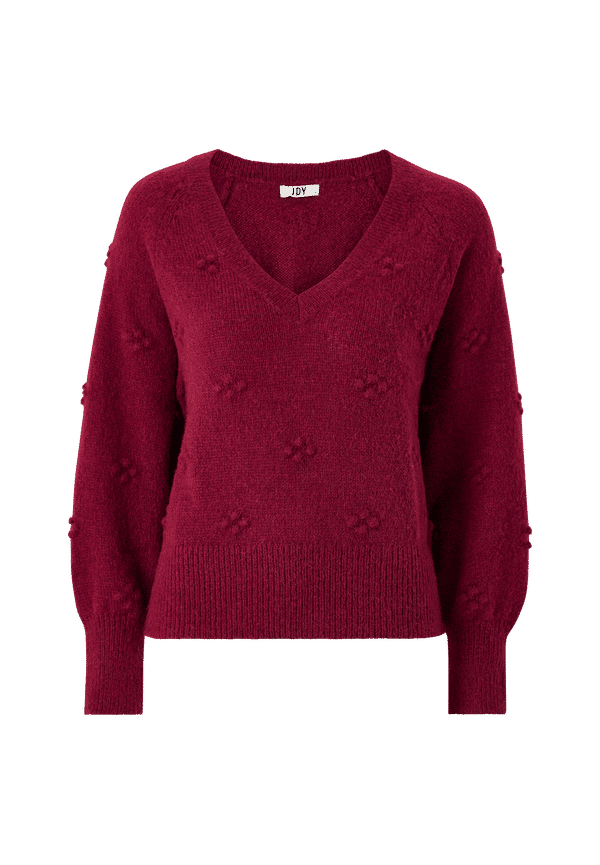 JDY - Tröja jdySigrid Life L/S V-neck Dot Pull Knt - Röd - 34